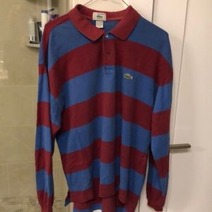 Men’s club blue and red long sleeve Lacoste polo shirt